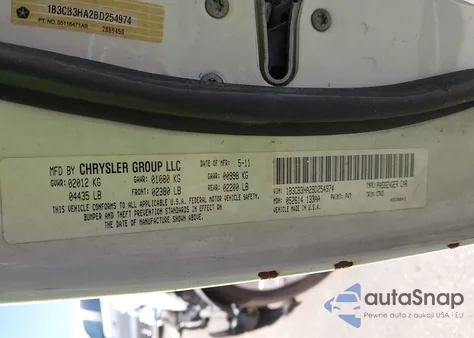 2011 Dodge Caliber Mainstreet из США, поврежденный, VIN 1B3CB3HA2BD254974